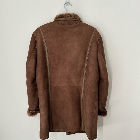 Vintage Sheepskin Coat W/  Leather Trim Tan inside shearling - Picture 12 of 13